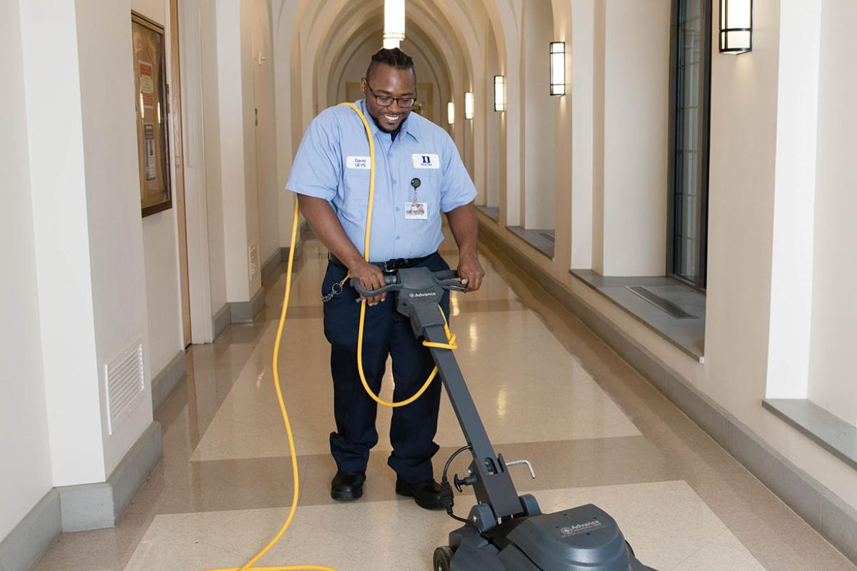 Working for Facilities, Man Buffing Floors